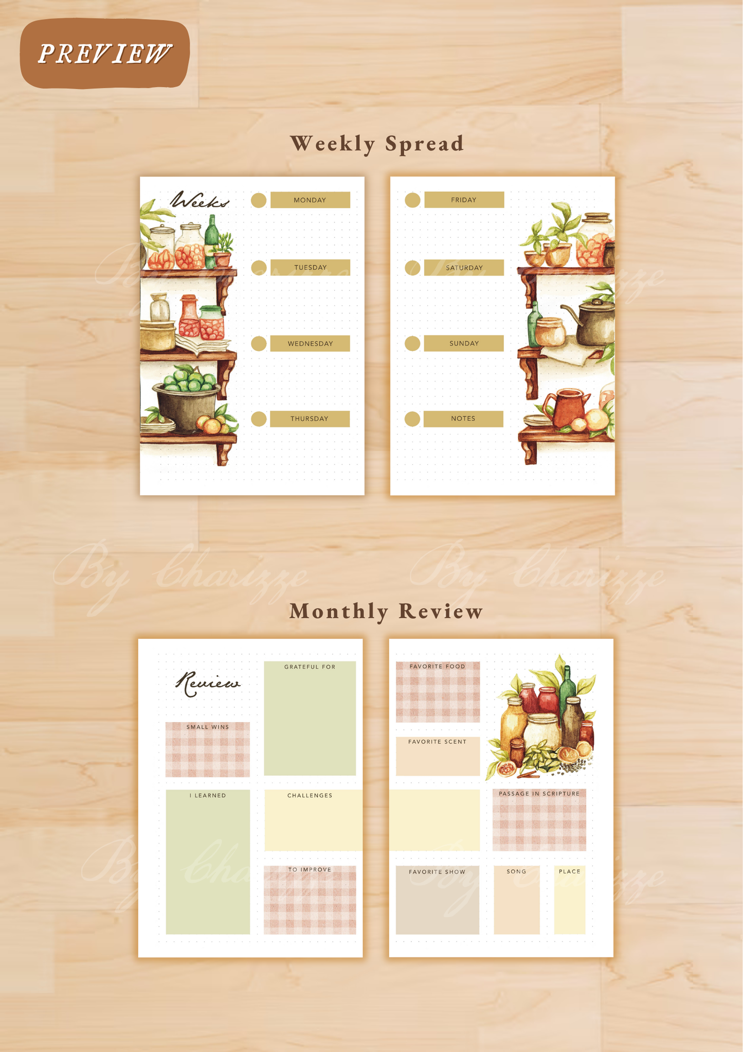 Vintage Kitchen • Printable / Downloadable Bullet Journal Setup