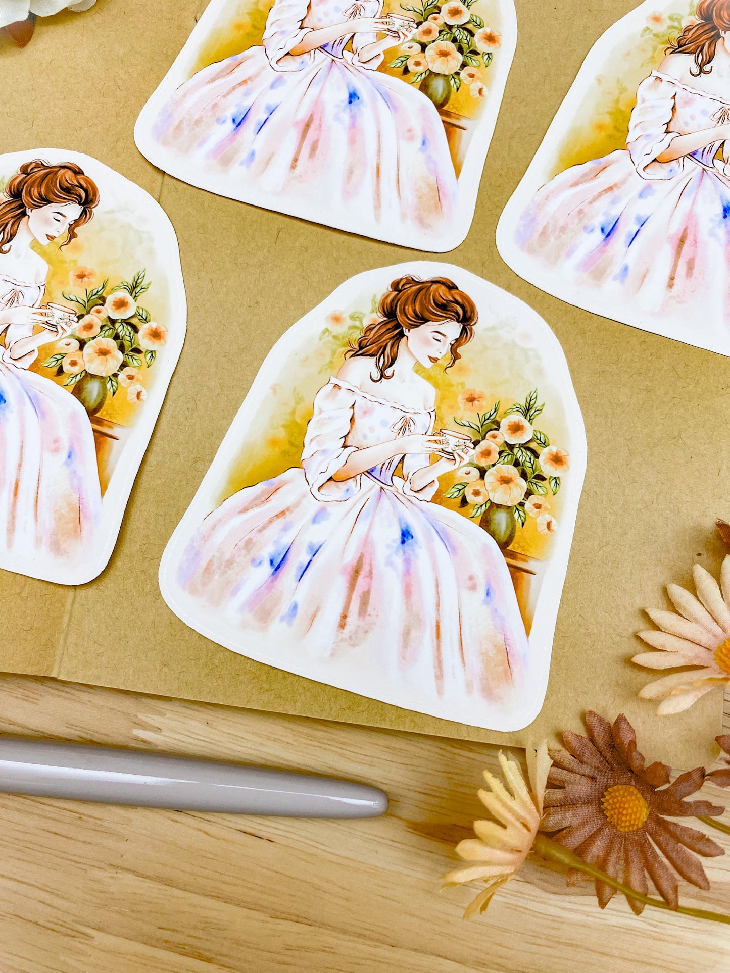 Tea By The Flowers - Individual Vinyl Sticker