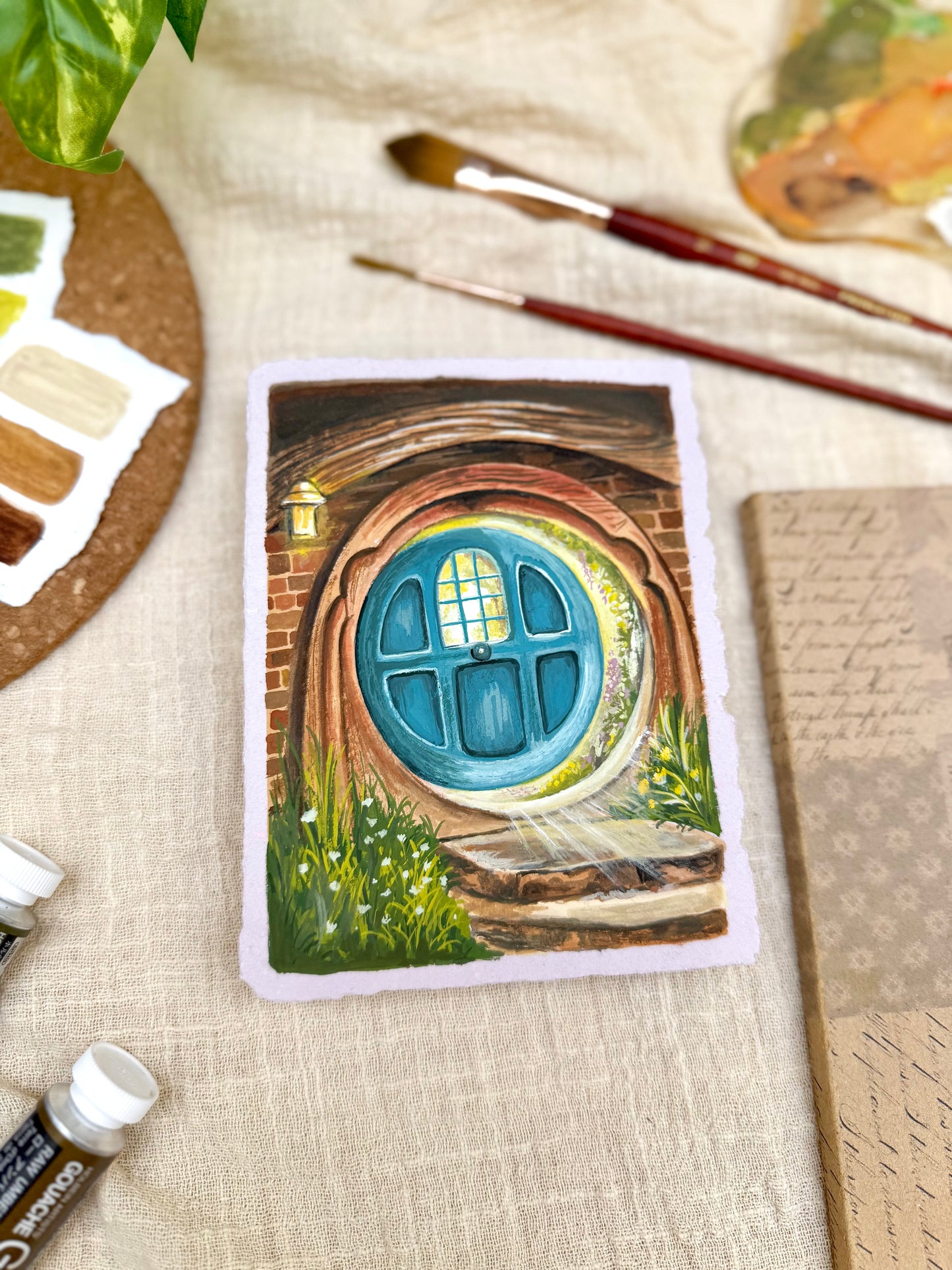 Original Painting “Button” - Peachtober 28