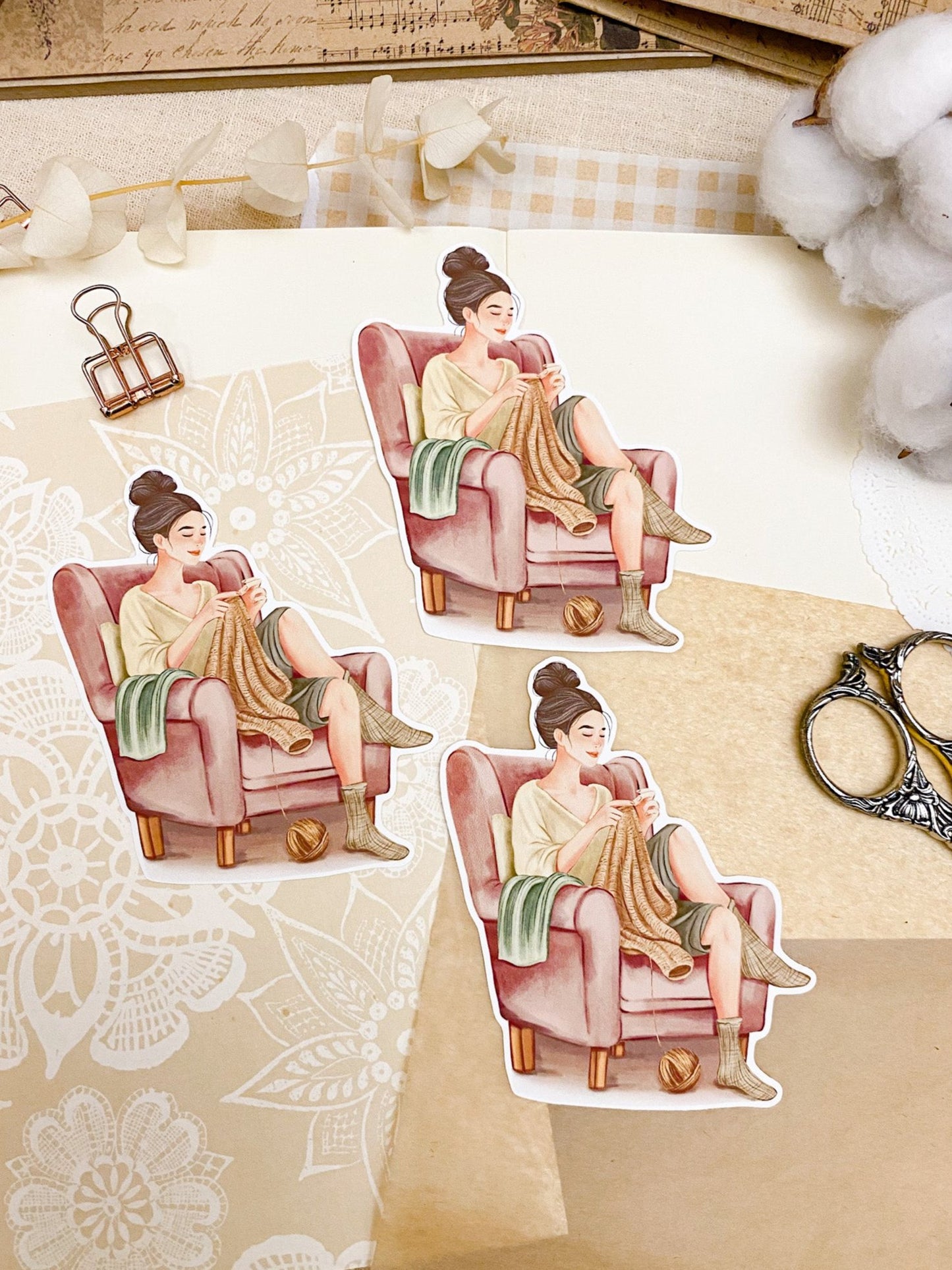 Cozy Knitting - Individual Vinyl Sticker