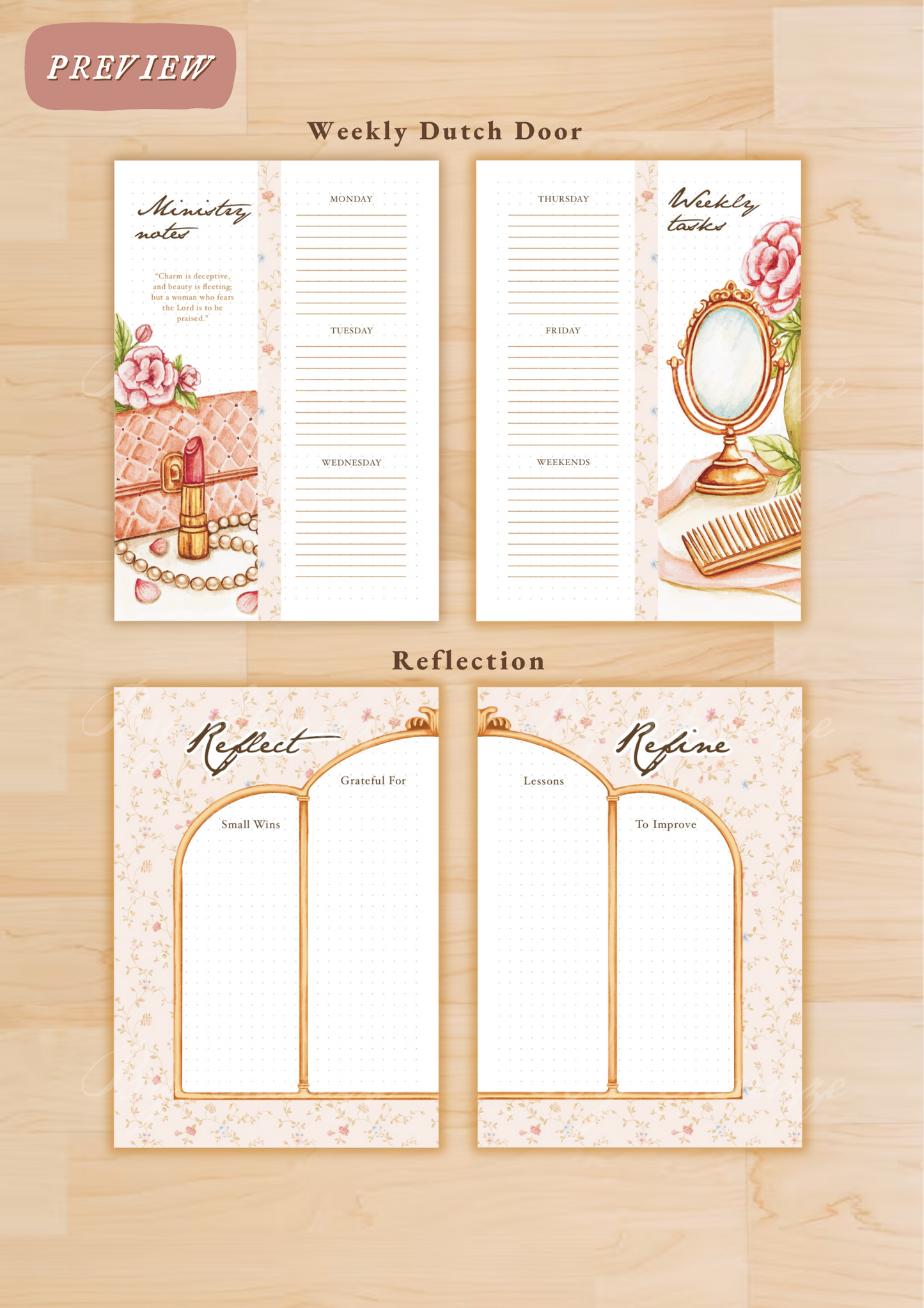 Vintage Vanity • Printable / Downloadable Bullet Journal Setup