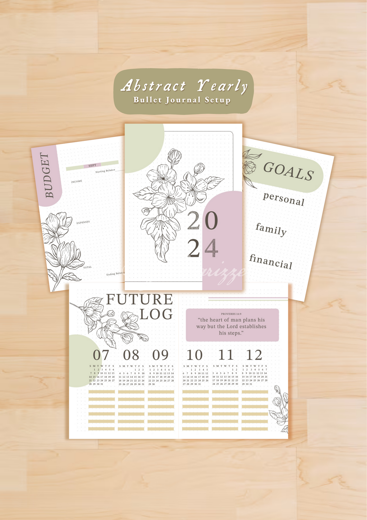 Abstract Yearly • Printable / Downloadable Bullet Journal Setup