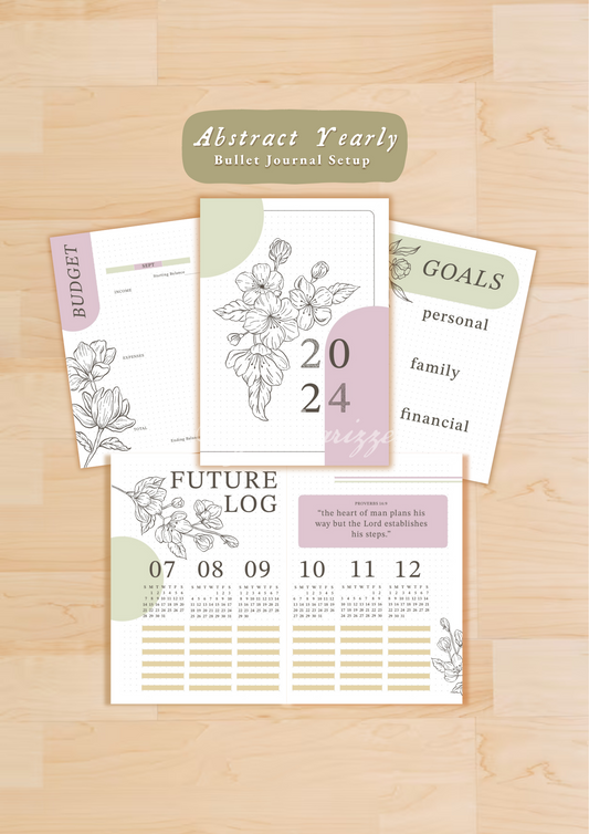 Abstract Yearly • Printable / Downloadable Bullet Journal Setup