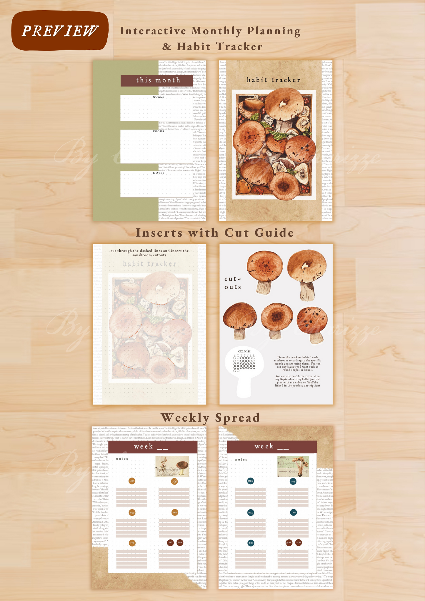 Mushroom Picking • Printable / Downloadable Bullet Journal Setup