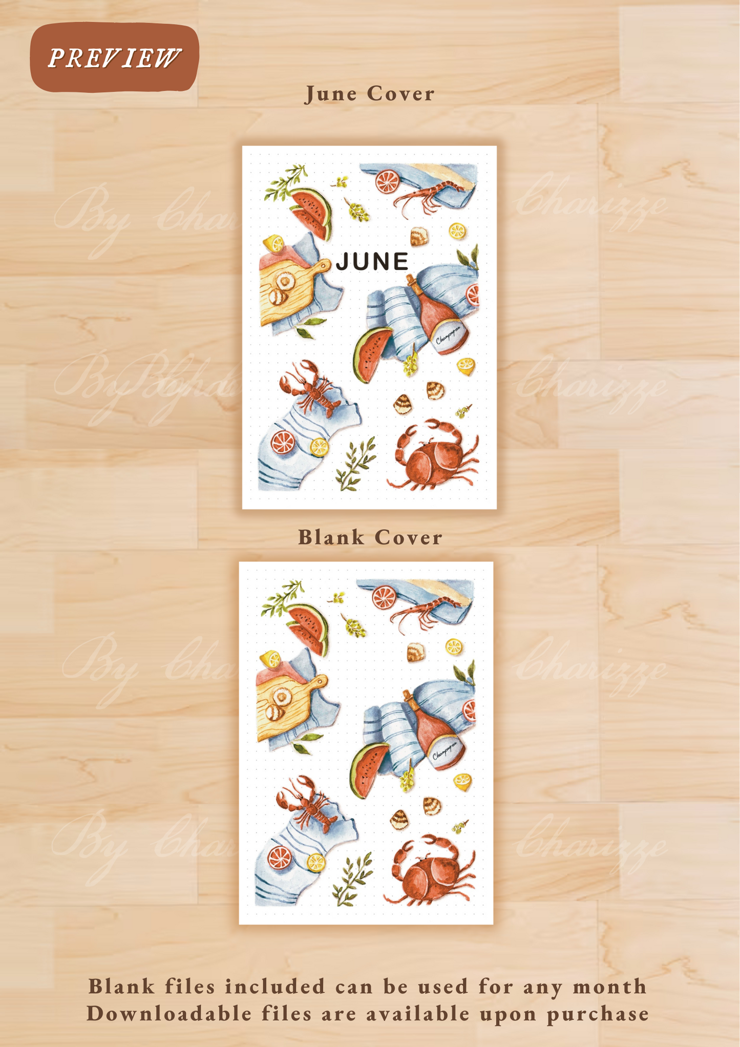 Shellfish & Fruits • Printable / Downloadable Bullet Journal Setup