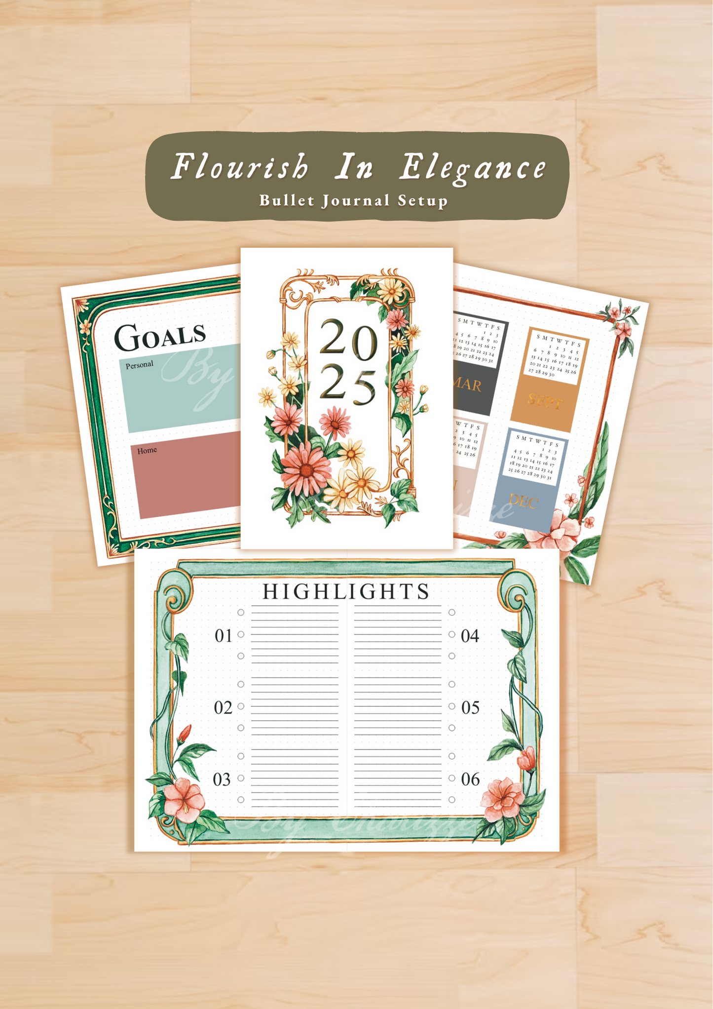 Flourish In Elegance • Printable / Downloadable Yearly Bullet Journal Setup