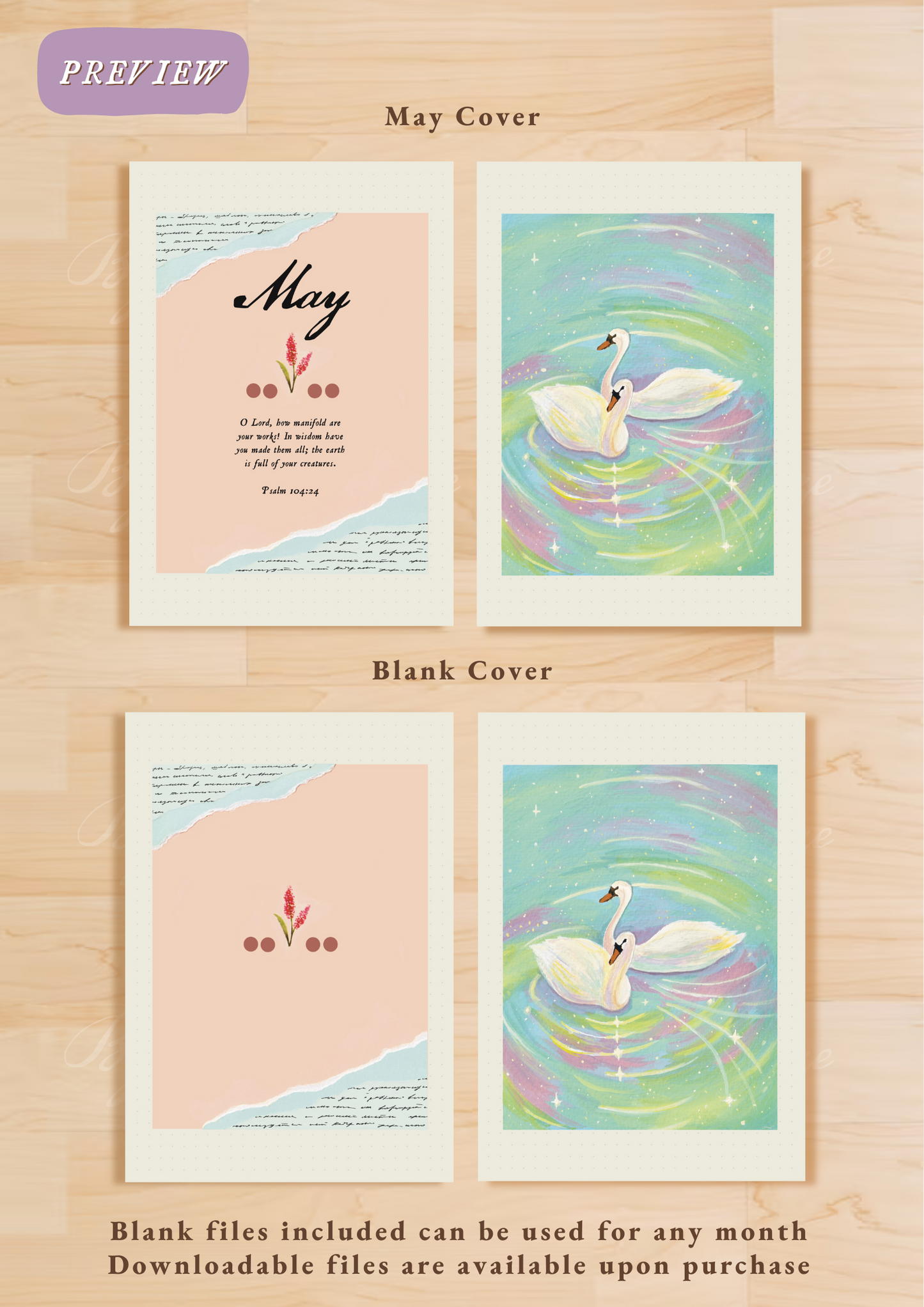 Dreamy Swans • Printable / Downloadable Bullet Journal Setup