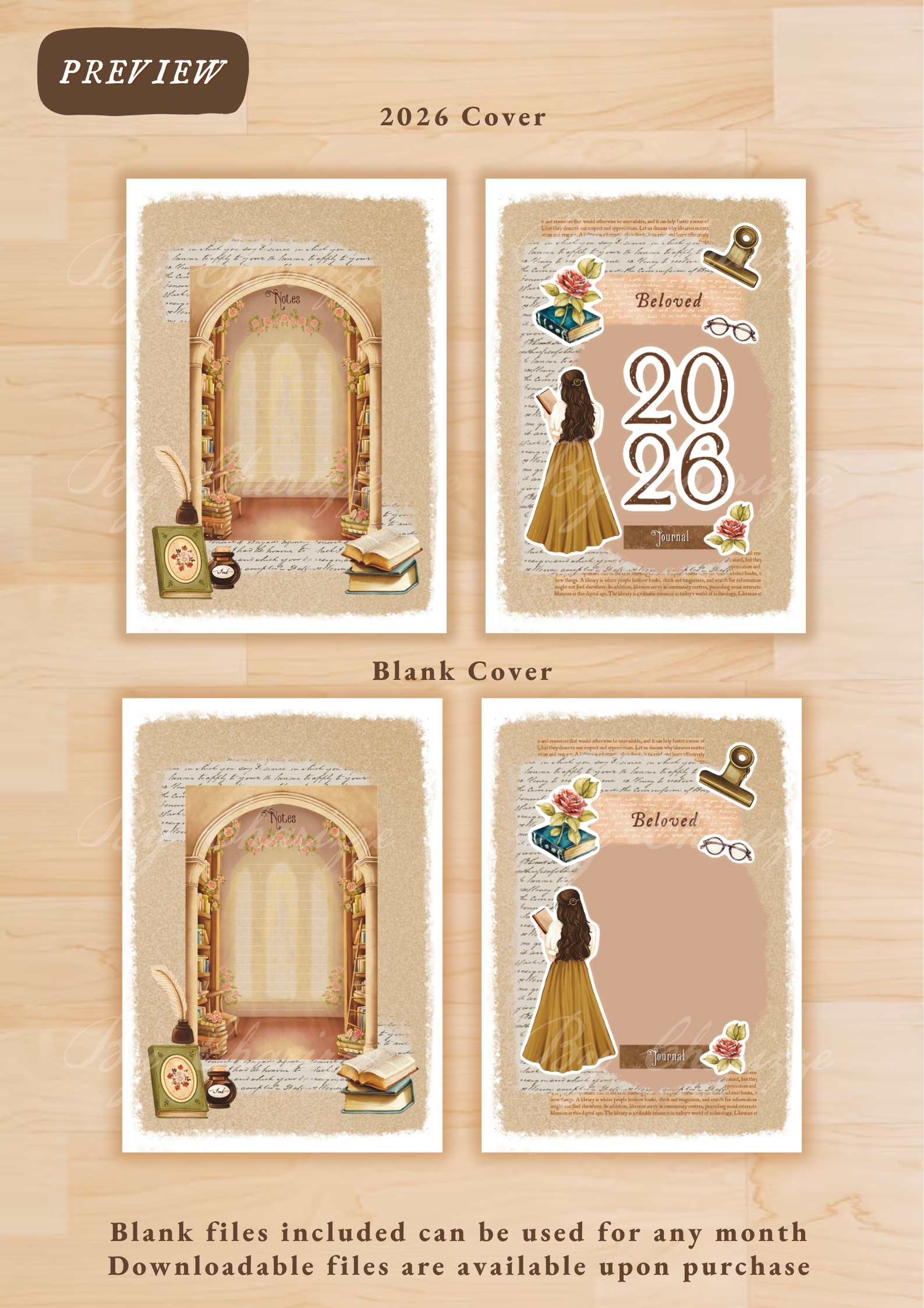 Two design options for a 2026 planner or bullet journal cover