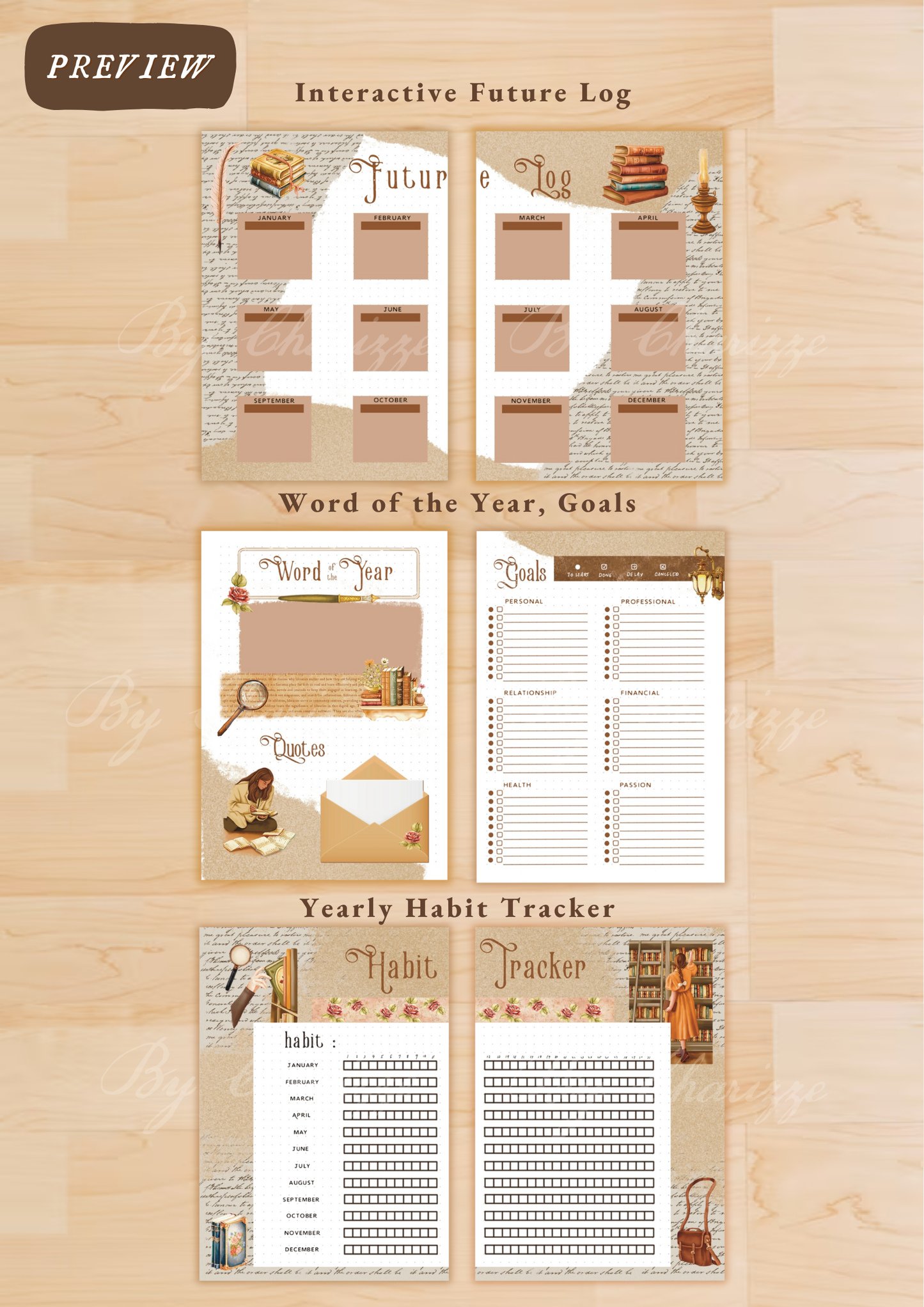 2026 Yearly 'Books Theme' • Printable / Downloadable Bullet Journal Setup