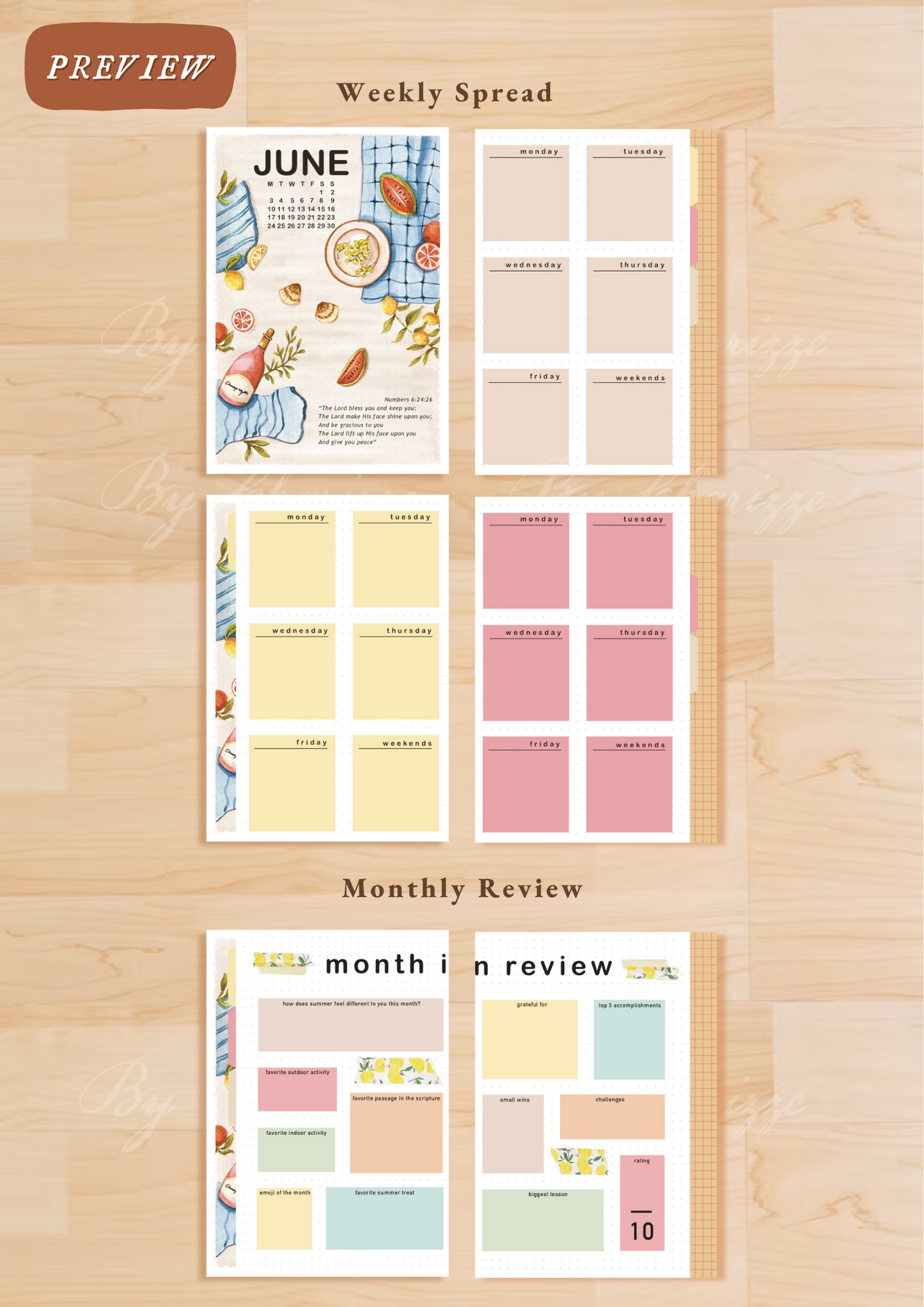 Shellfish & Fruits • Printable / Downloadable Bullet Journal Setup