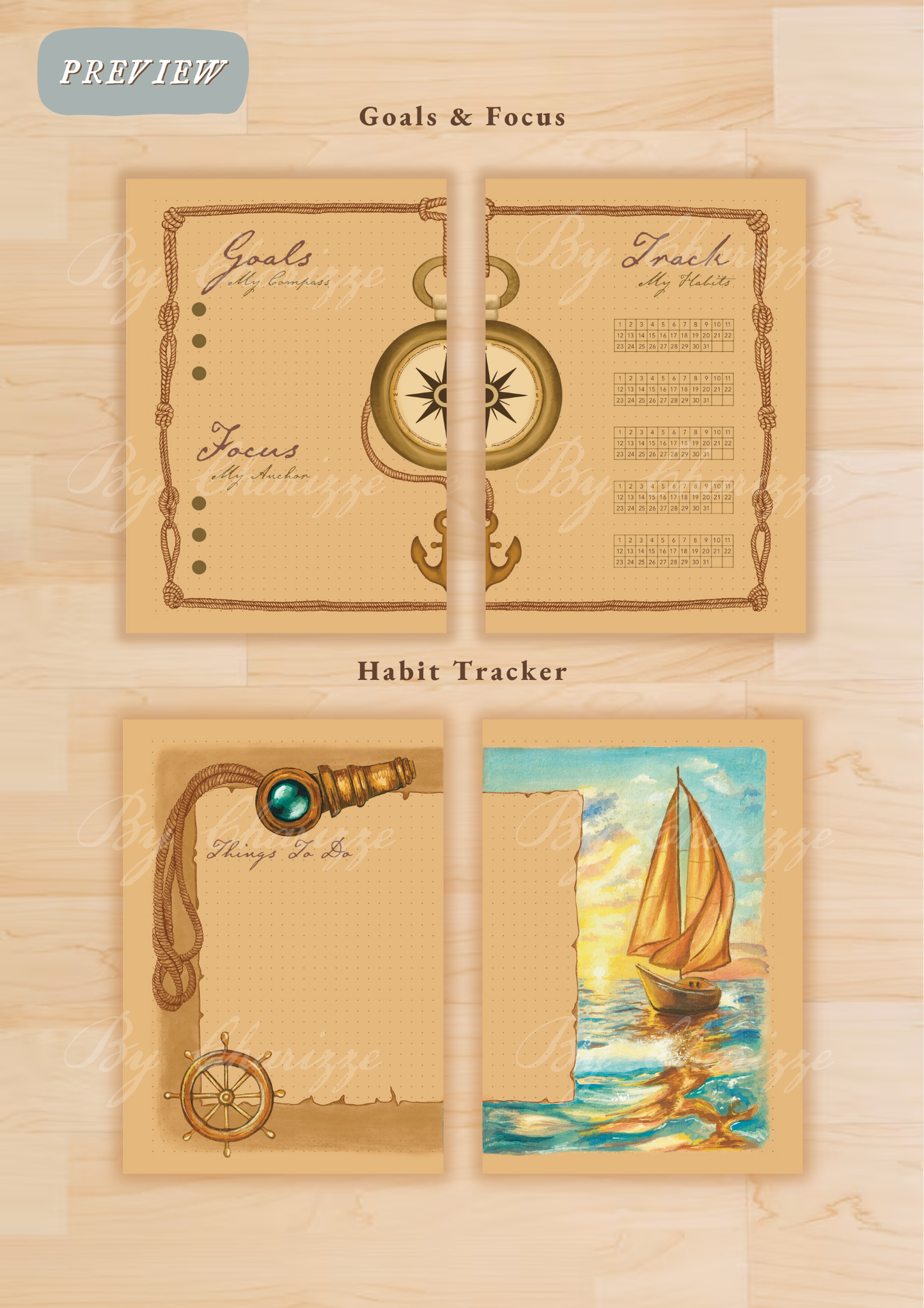 Sailboat • Printable / Downloadable Bullet Journal Setup