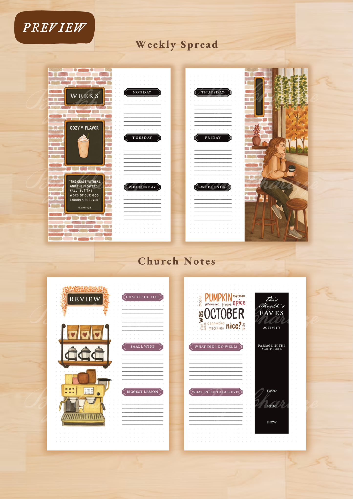 Autumn Cafe • Printable / Downloadable Bullet Journal Setup