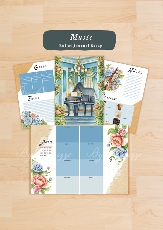 Music • Printable / Downloadable Bullet Journal Setup