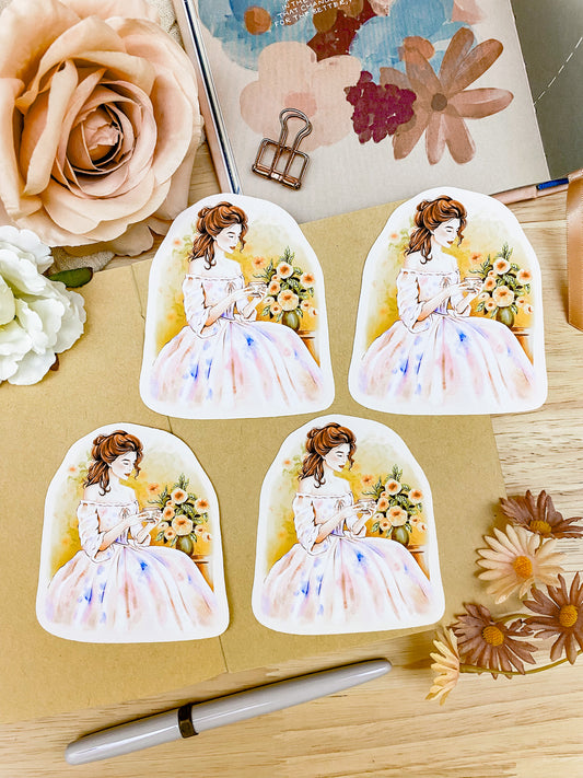 Tea By The Flowers - Individual Vinyl Sticker