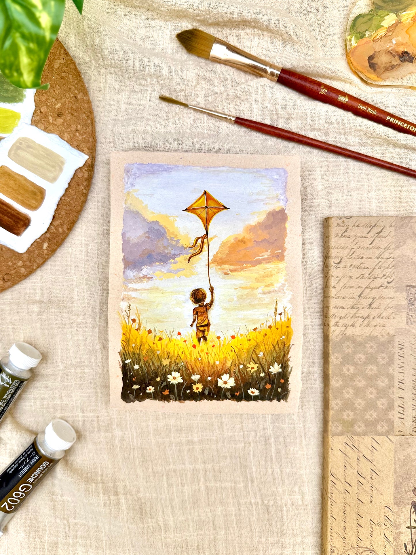 Original Painting “Kite” - Peachtober 02