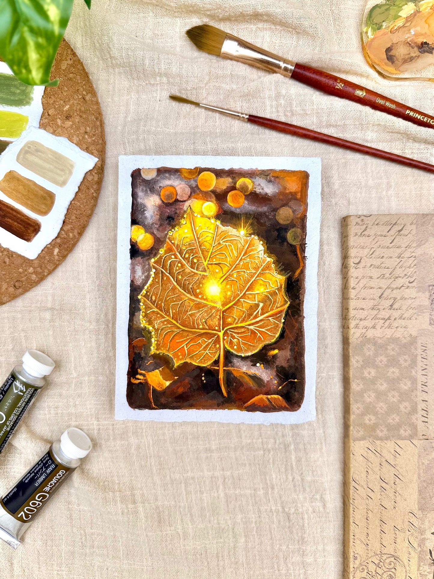 Original Painting “Leaf” - Peachtober 08