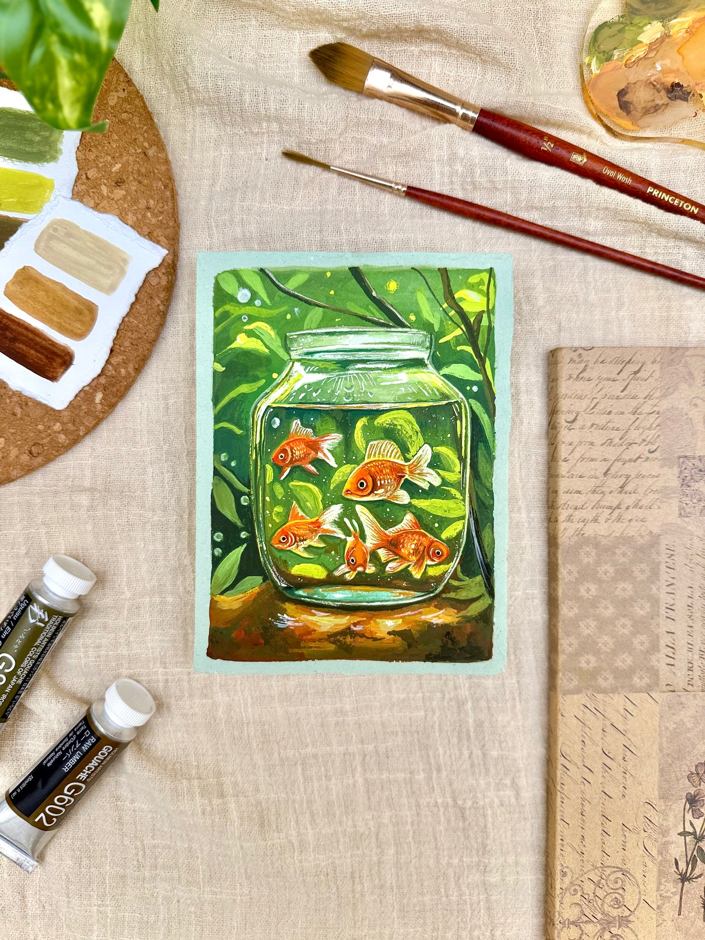 Original Painting “Aquarium” - Peachtober 15