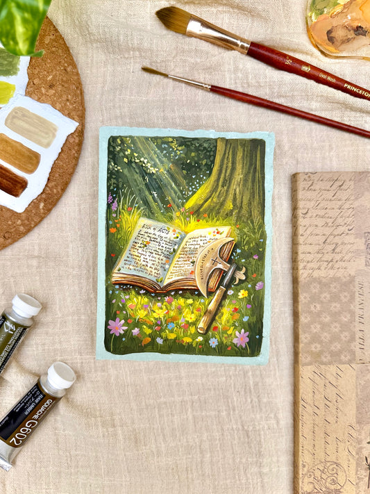 Original Painting “Axe” - Peachtober 27