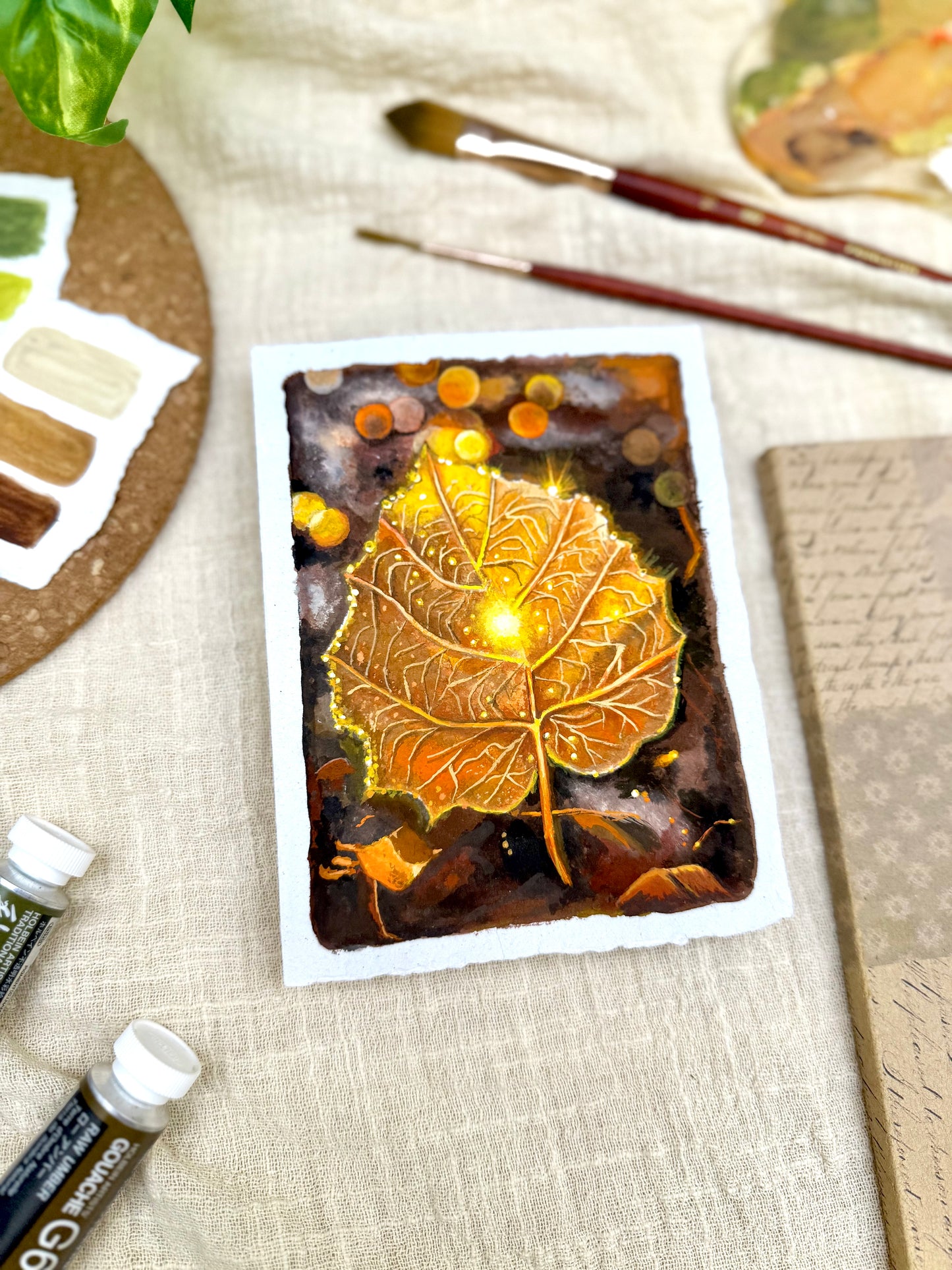 Original Painting “Leaf” - Peachtober 08