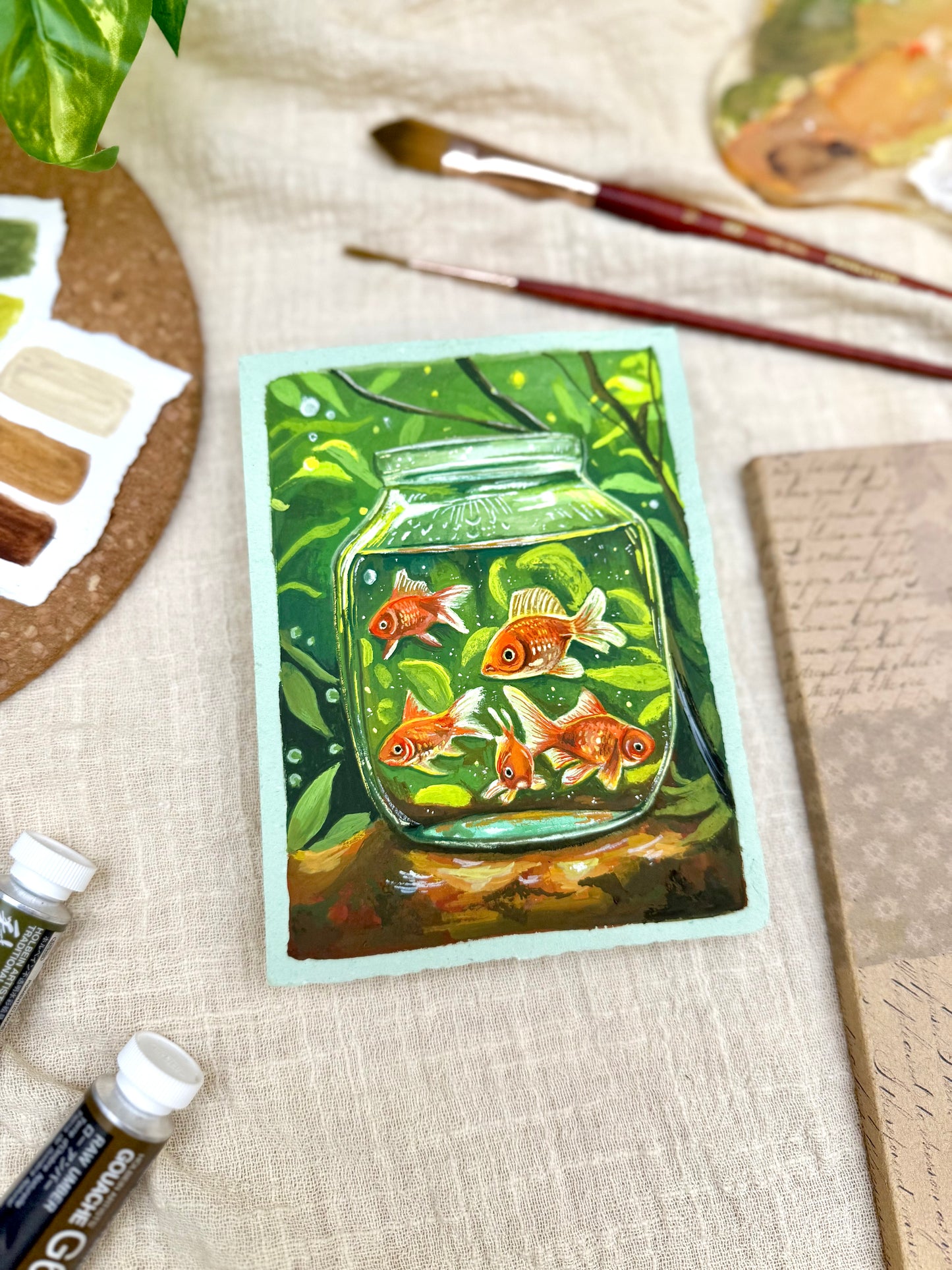 Original Painting “Aquarium” - Peachtober 15
