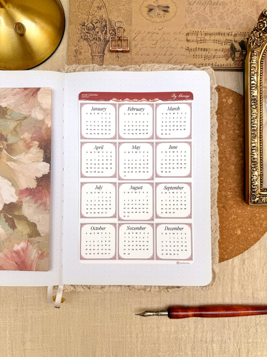 2026 Calendar Sticker Sheet - Sunday Start