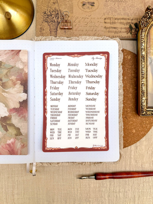 2026 Planner Sticker Sheet - Days of the Week