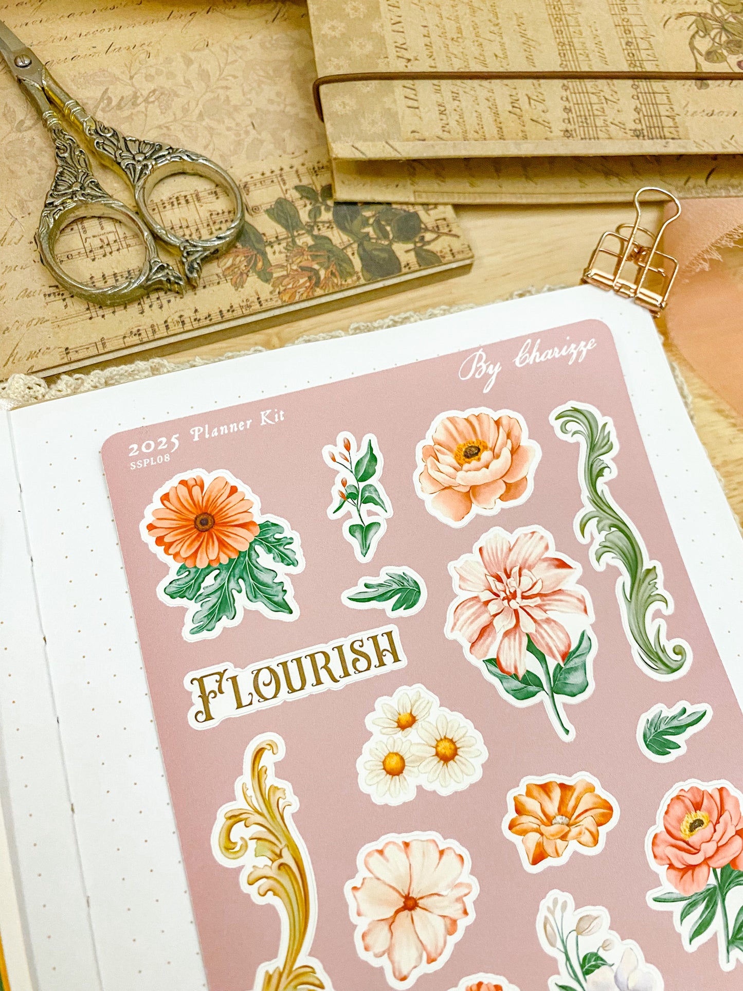 2025 Planner Sticker Sheet - Florals & Flourishes