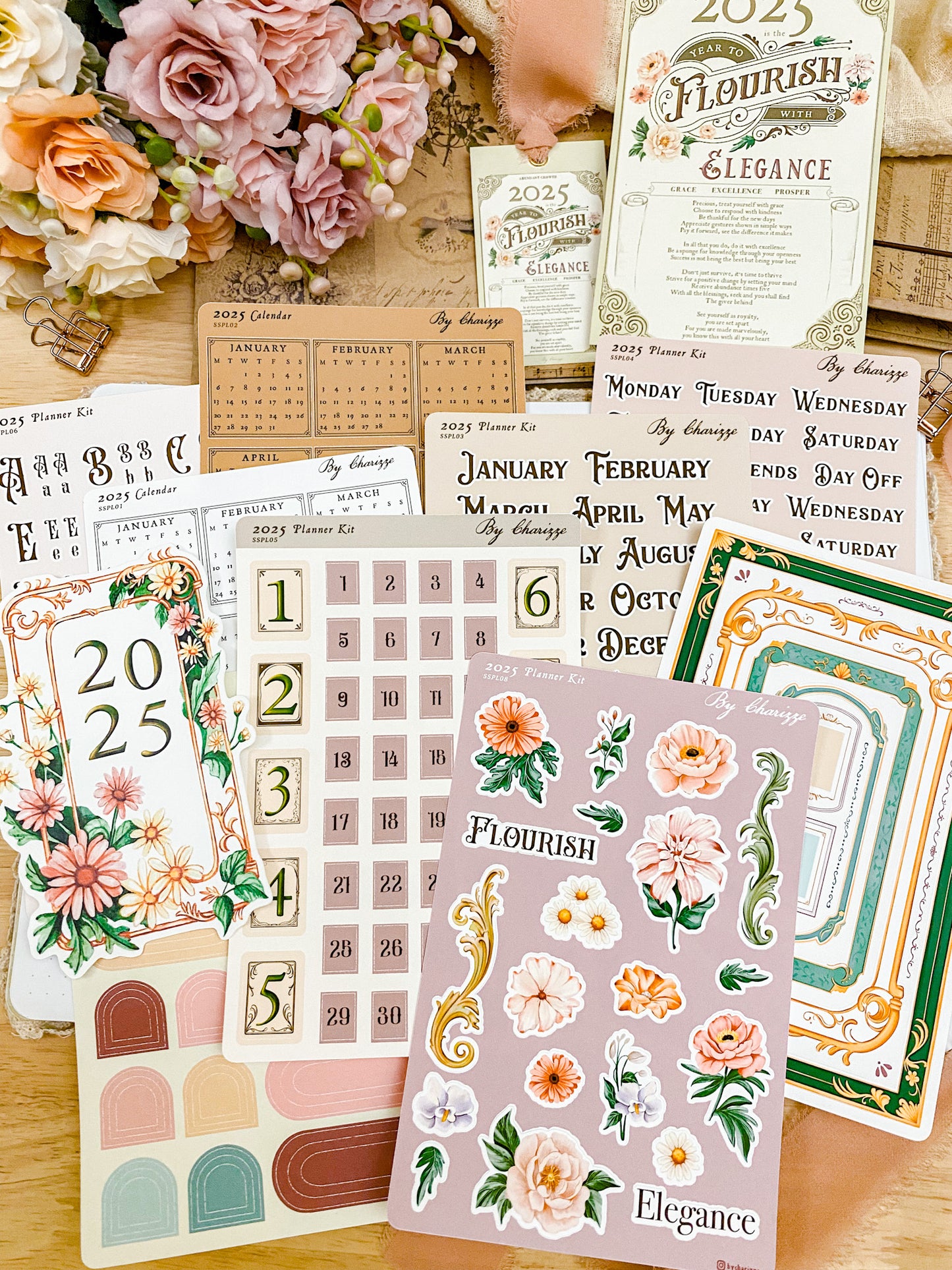 Full ‘Flourish In Elegance’ 2025 Planner Kit