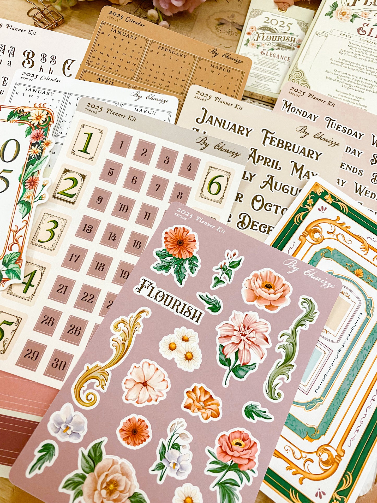 Full ‘Flourish In Elegance’ 2025 Planner Kit