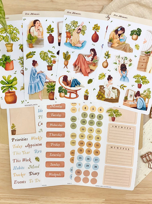 Slow Moments - 7 Planner Sticker Sheet Set