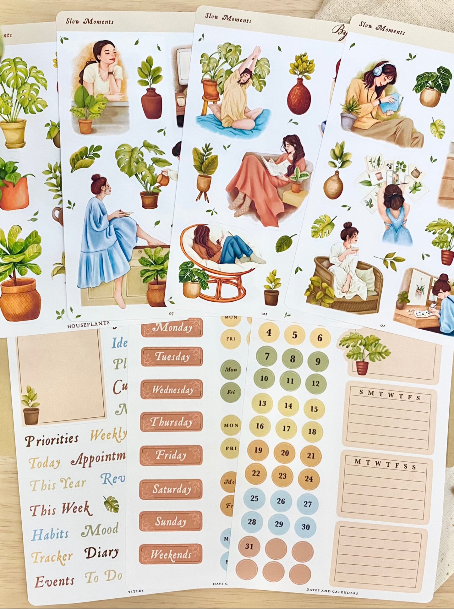 Slow Moments - 7 Planner Sticker Sheet Set