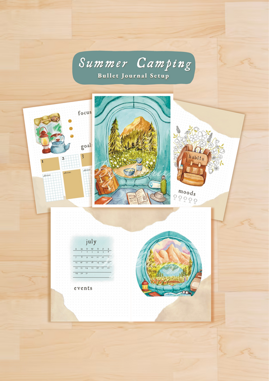 Summer Camping • Printable / Downloadable Bullet Journal Setup