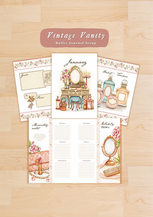 Vintage Vanity • Printable / Downloadable Bullet Journal Setup