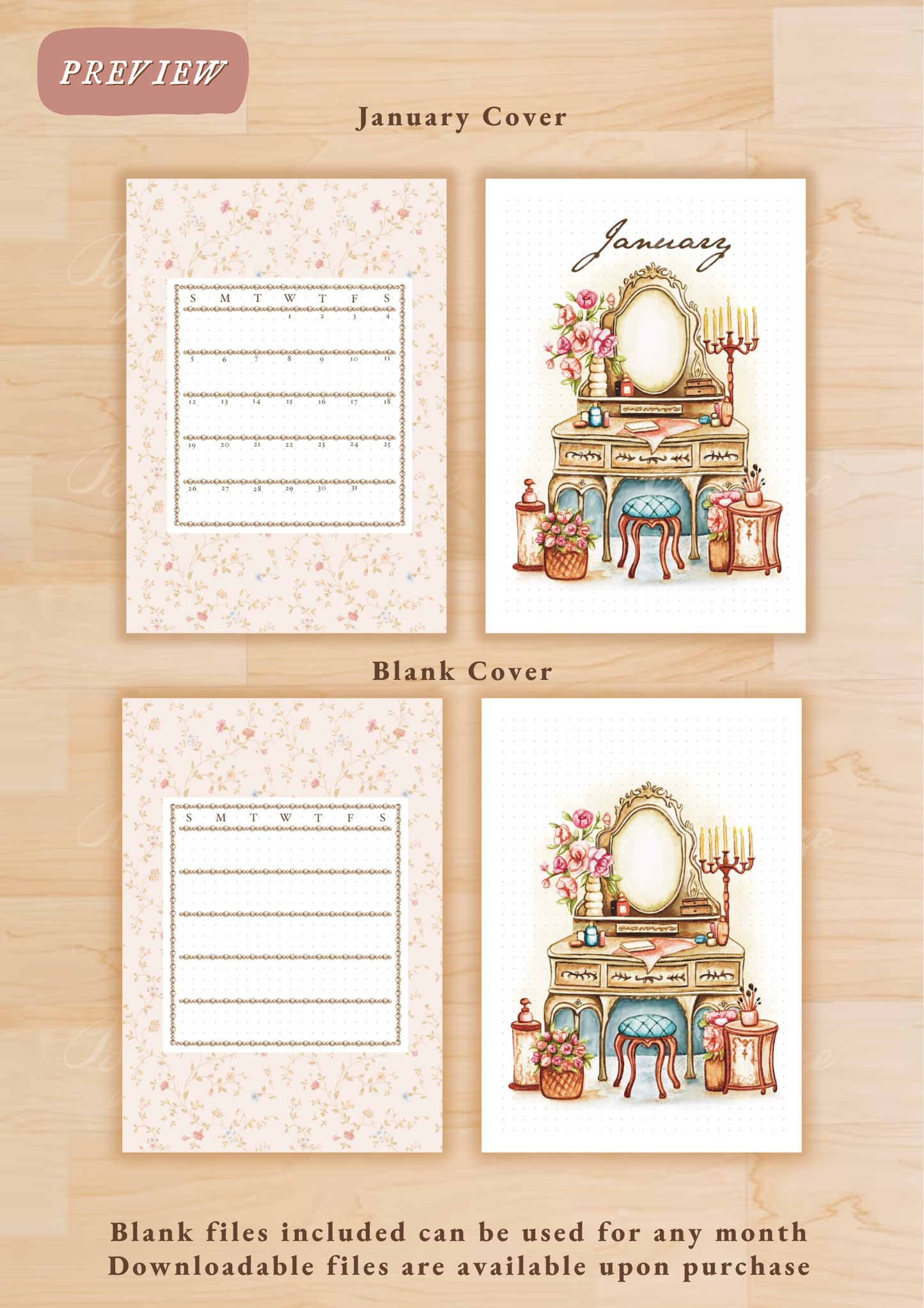 Vintage Vanity • Printable / Downloadable Bullet Journal Setup