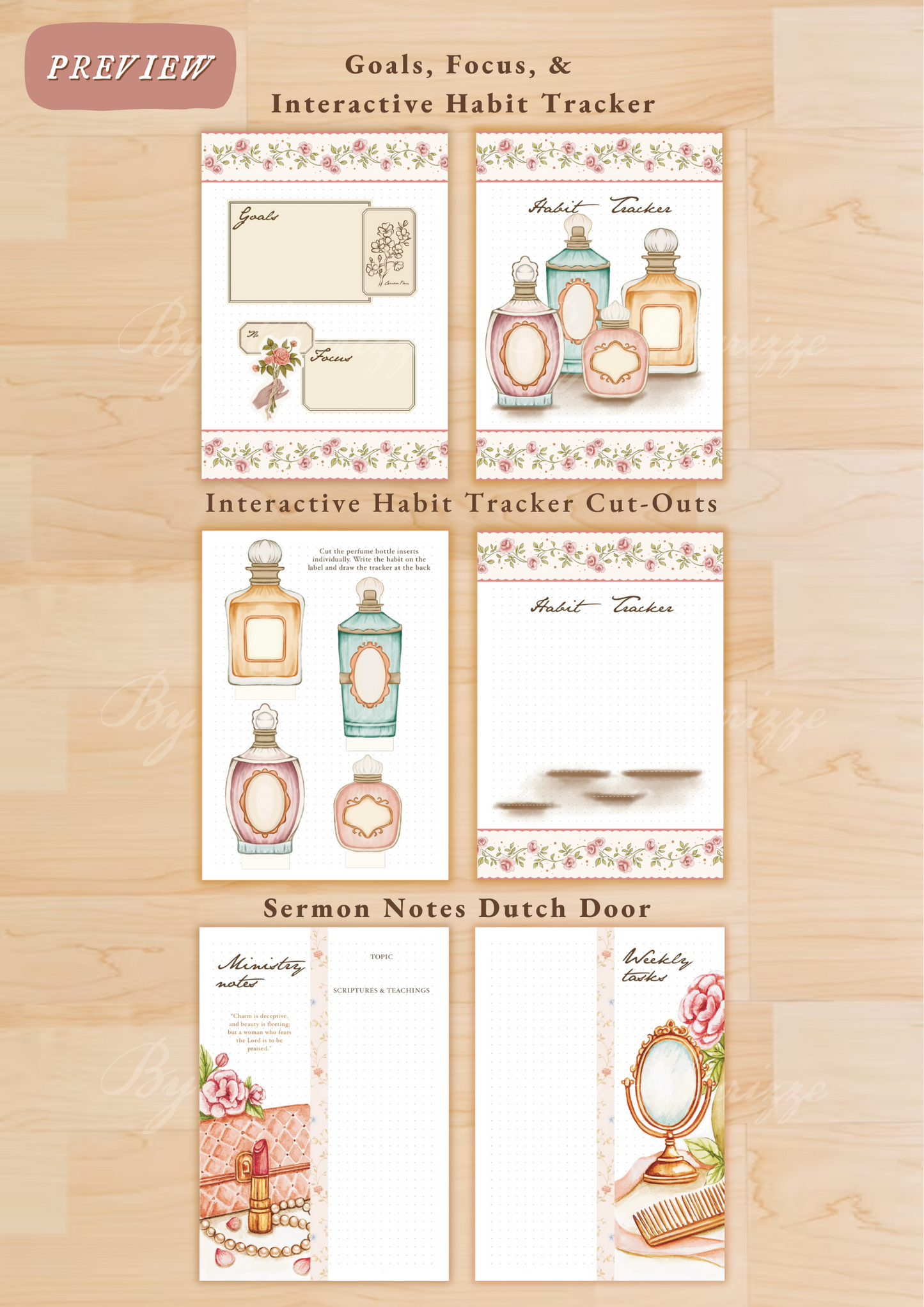 Vintage Vanity • Printable / Downloadable Bullet Journal Setup
